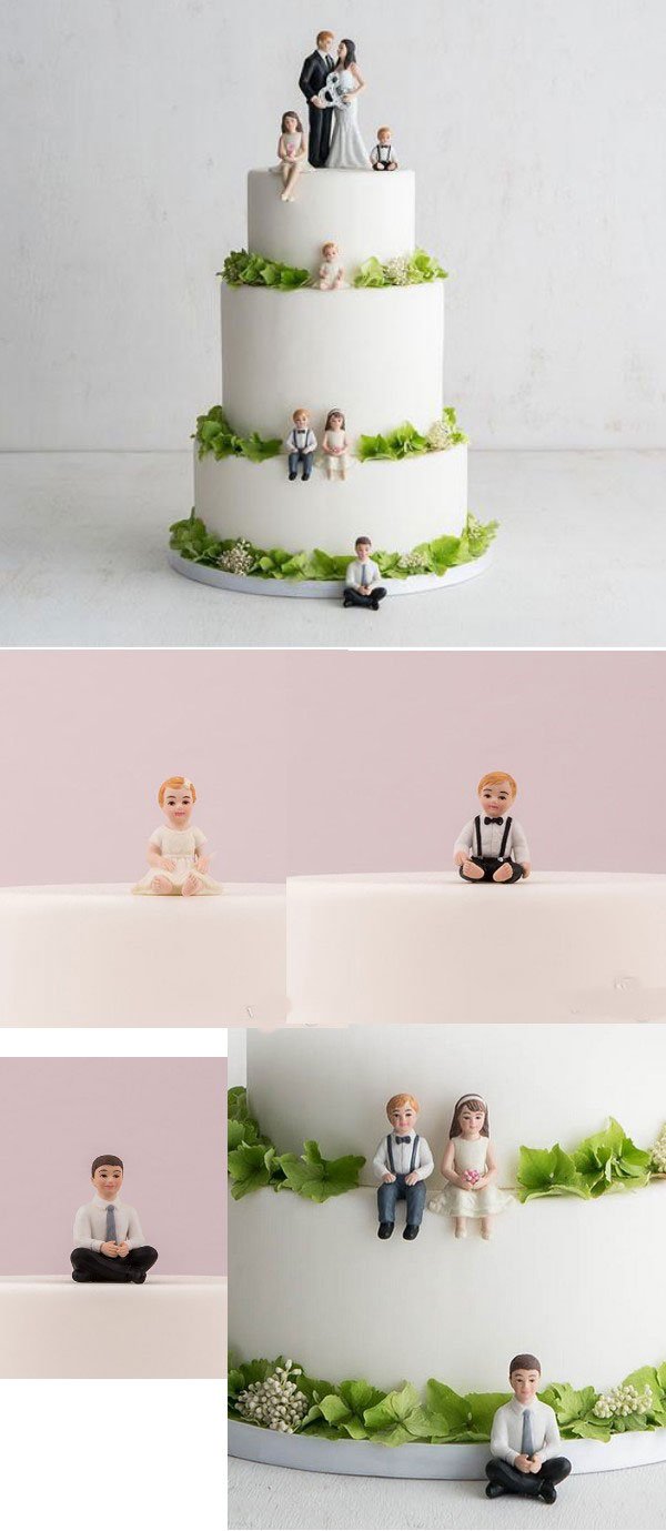 figurine de gateau de mariage famille recomposée